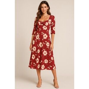 Vtg Jonathan Martin Dress Women 6 Midi Babydoll Chiffon Floral Y2K Vamp Romantic